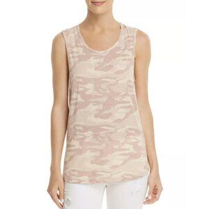 $290 Monrow Women Pink Camouflage High-Low Cotton Muscle Tank Top Size S